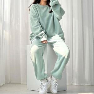 여자 겨울 포근 소프트 후리스 트레이닝 세트