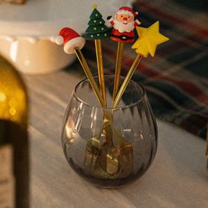 골드 크리스마스 산타 커트러리 티스푼 티포크 4P 선물세트 (2 type)