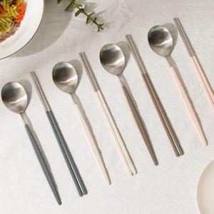 주방식기 국산 스텐 예쁜 숟가락 젓가락 신혼부부 가족수저세트