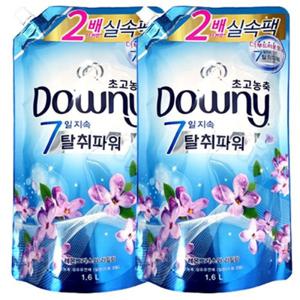 다우니 초고농축 섬유유연제 1.6L(드럼/일반겸용) 탈취파워 /레몬그라스와 라일락 리필x2개