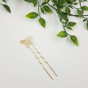 [악세사리마켓] 나비 골드 U핀 뒤꽂이 헤어 머리 비녀