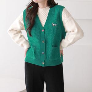 프롬하트 /  프롬하트  봄가을 강아지 꽈배기 니트베스트