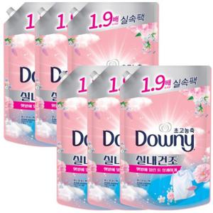 다우니 초고농축 섬유유연제 1.35L(드럼/일반겸용) 실내건조 플로럴 블로썸 리필x6개