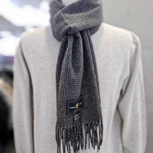 [바쏘]남자 목도리 그레이 하운드체크 머플러 캐시미어 100% WSAFZ4AW01A