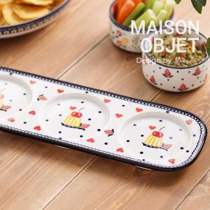 프라카 폴란드풍 도자기 3구 나눔접시