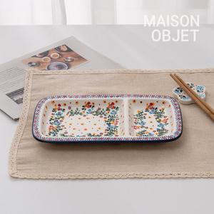 ★적립금사용가능★프라카 폴란드풍 도자기 직사각 2절 나눔접시