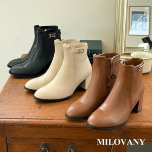 [밀로바니] (소가죽/255제작) 로에니 사이드 골드 버클 여성 쿠션 통굽 앵클부츠 6.5cm