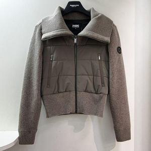 [파사디골프]울캐시혼방 우븐믹스 빅카라 방풍 니트 집업 점퍼 모카 여성 P24WBC353X