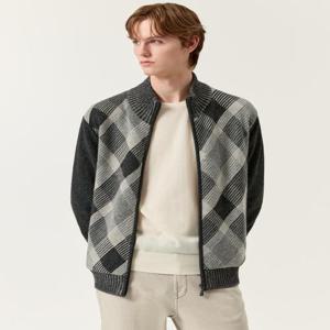 닥스 남성 [D-CHECK] 차콜그레이 방풍 체크 집업 가디건  (DMSW5D061CG)