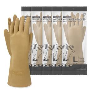 [프로덕트랩] 웨어리스 천연 라텍스 고무장갑 5입 일반형 (웜브라운)