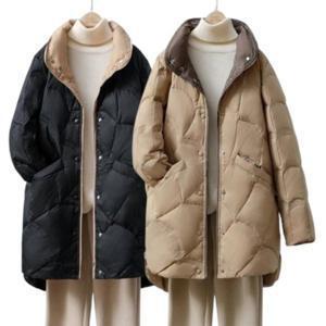 [유아동엄마 패션] 하이퀄  오리털 자켓 여성경량패딩 덕다운 배색 카라코트