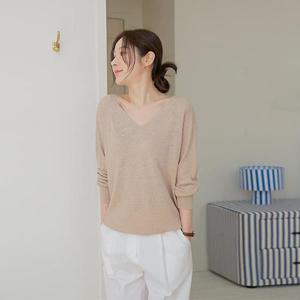 [최초가 99,000원][르포엠]프렌치 린넨100 브리즈 브이넥 니트 3종세트