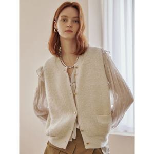 [마쟈]부클얀 포켓 라운드넥 버튼업 니트 베스트