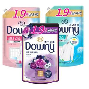 플로럴 다우니 초고농축 실내 섬유유연제 1.35L리필 3종택1  HWEB19B3