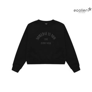 [에꼴리에]여자 겨울이월 레터링 크롭 기모 맨투맨티(23D0453)_CC