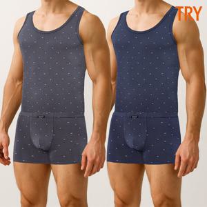[트라이]트라이 남자런닝팬티세트 스판 모달 아빠 유색 속옷 4종 세트