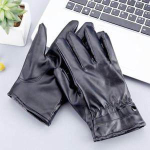 방한 스마트폰터치 남자 가죽장갑 블랙