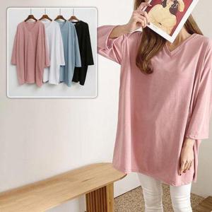 [시드마켓]무지 박스 브이 긴팔티 401C513S 빅사이즈 여성 509