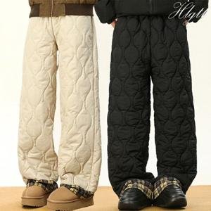 ★2종세트★[헬리꽁땡]체크안감와이드패딩팬츠2종
