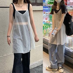 [홀리지]스펜더 레이스 시스루 자수 레이어드 y2k 발레코어 원피스