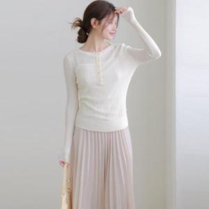 [최초가119,000원][르포엠]웜터치 시스루 헨리넥 니트 3종세트