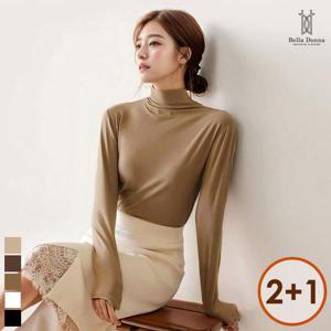 2+1 벨라도나 여성 겨울 캐주얼 솔리드 반목폴라 긴팔티셔츠 모크넥 터틀넥 이너티 Bon-2567s3