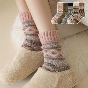 [루즈루나] 5개세트 몽루아 겨울 두꺼운 노르딕 니트 여성 겨울 양말 R289