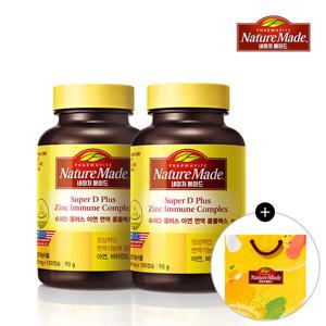 [네이처메이드]슈퍼 비타민D 플러스 아연 면역 콤플렉스 (비타민D3 2000IU)(100캡슐/100일분) 2팩 + 쇼핑팩