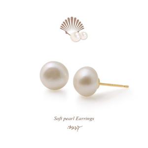 [메리그린] 14K 소프트 담수진주 귀걸이 gold-pin RS314