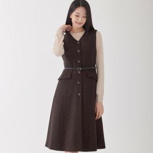 [지센][지센] [피어로즈] 벨티드 레이어드형 플레어 원피스 LFOPOA91_BR