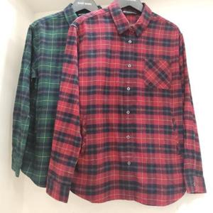 뱅뱅 HC15 뱅뱅 가을 여성 오버핏 주머니 면 체크 남방 뱅뱅,엉덩이 덮는,