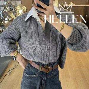 [헬렌]헬렌 데일리 벌룬 꽈배기 니트 리핀꽈배기니트 R-662