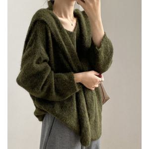 쏭포유 / 니트숄 어깨숄니트 브이넥 세트