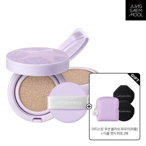 [홀리데이에디션] 정샘물 에센셜 스킨 누더 쿠션(본품+리필) + 쿠션 블러쉬 파우치(퍼플) + 더블 엣지 퍼프 2P