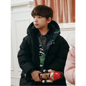[25FW7%]체크 매치 덕다운 롱패딩  블랙  BI5Y38U015