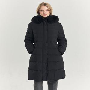 [24FW] [스테디셀러][폭스FUR][구스다운] 블랙 탈착 후드 롱 헤비다운 WSJU4DC02BK