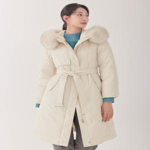 [지센] (2컬러) 구스 폭스후드 트렌치형 다운 패딩 LCDWOB22