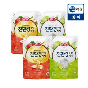[포토리뷰200P]트리오 발효식초/베이킹소다 담은 주방세제 애플/라임 1.2L*4개