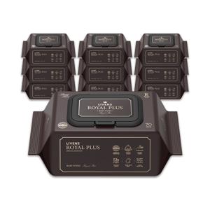 리벤스 시그니처 로얄 플러스 도톰한 엠보싱 물티슈 캡형, 70매, 75g, 10세트