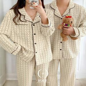 [unique 커플 잠옷] 크림 리브레 남여 프리사이즈 파자마 세트 신혼부부 홈웨어 집들이 선물