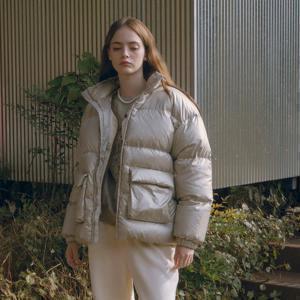 SI-OT4088 덕다운 글로시 하프패딩_Silver gray