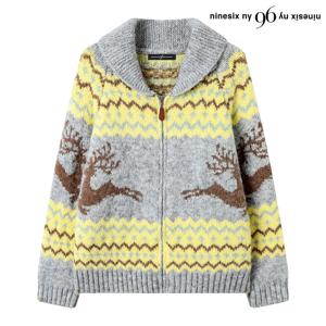 노르딕 패턴 후드 카라 니트 집업 가디건 (NP4CK031L0)