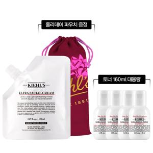 키엘 수분크림 리필 파우치 150ml 세트 (+파우치, 토너 160ml 대용량)