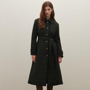 퀼팅 싱글 트렌치형 롱패딩 코트  O254T873