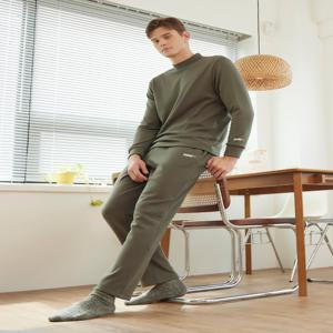 [APP전용][푸마]남성 밍크 플리스 홈웨어 상하의 셋업 카키그린