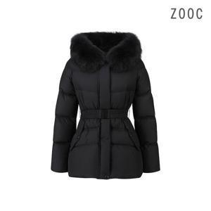 [ZOOC] 폭스 후드 벨티드 슬림 하프 구스 다운 BK_V254PSG936