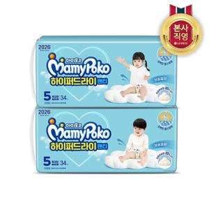 [7%추가할인]마미포코 하이퍼드라이 팬티형 기저귀 5단계 특대형 102P(여아/남아 중 택1)