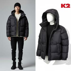 [백화점 출고] K2 패딩 남자 알파인 고어 홀랜드 중량 다운 쉐도우 그레이 윈드스토퍼 방 후드 미들 헤비 구스 숏