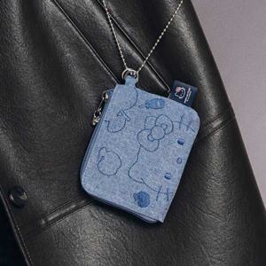 Denim Keyring Card Wallet Hello Kitty Washed Blue
