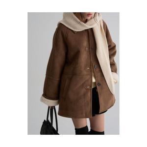 매장정품 에잇세컨즈 8SECONDS 스웨이드 칼라넥 하프 무스탕 브라운 355Y3VLY2D 494166